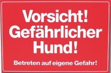 Warnschild "Vorsicht! Gefährlicher Hund!", 30 x 20 cm, rot